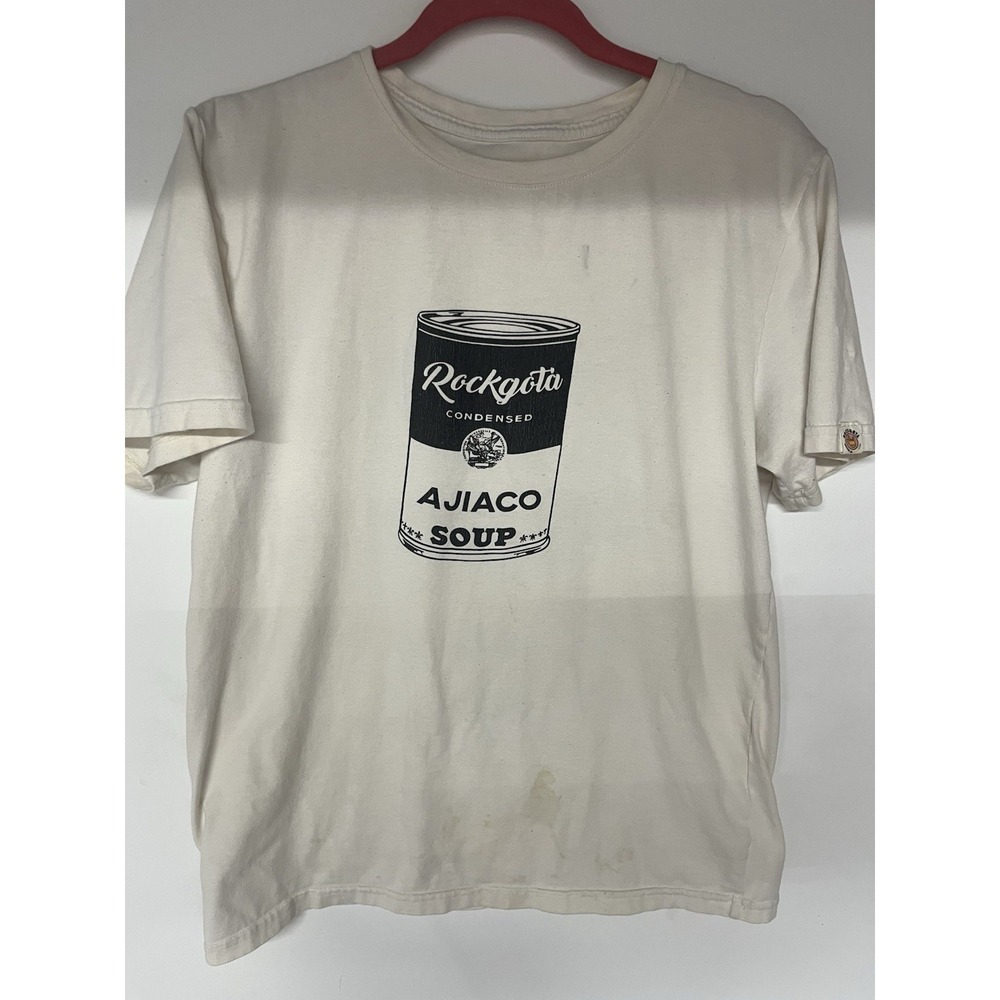 Rockgota Ajiaco Soup Graphic T-Shirt Cream Short Sleeve Tee Pop Art Parody Indie